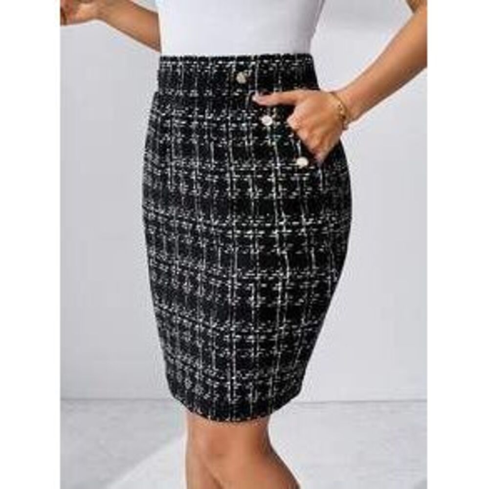 Editum Women's Elegant Faux Leather Pocket With Metal Buckle Skirt, Suitable Fo…